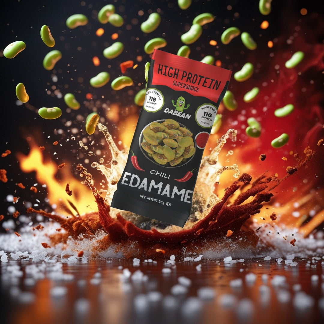 DABEAN pražené edamame s príchuťou chilli – snack na cesty a výlety